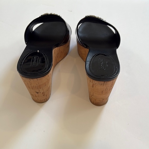 Coach Judith Patent Leather Cork Wedge Slide with Silver Accents by size 9.5 B - Picture 10 of 11